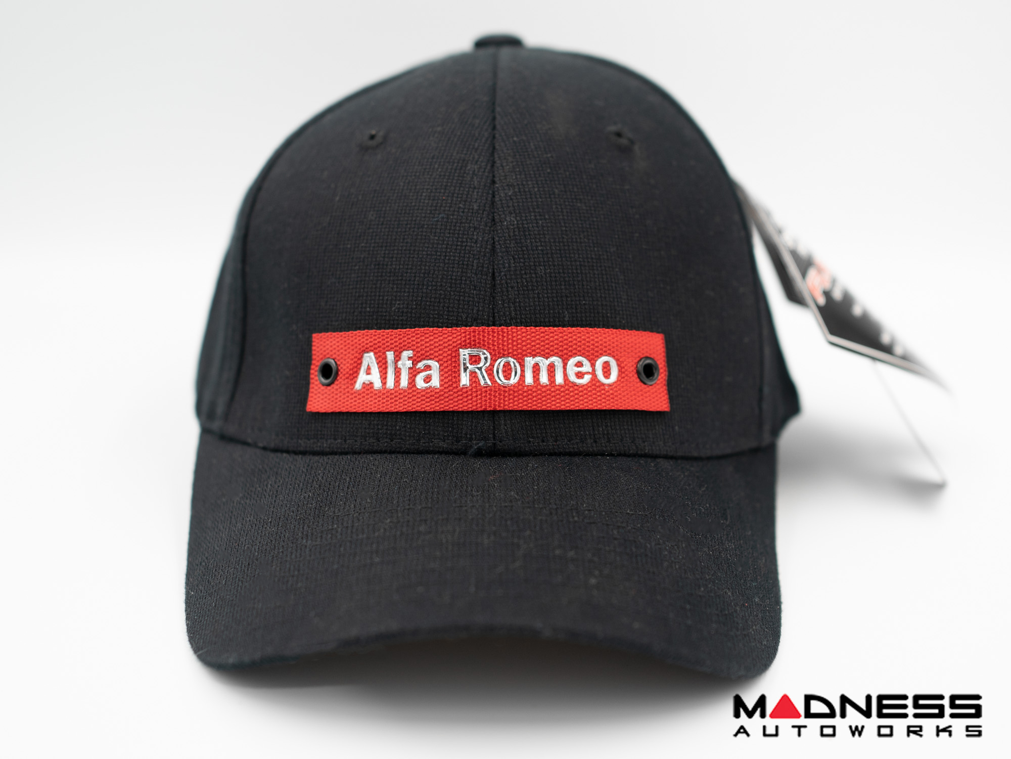 Cap - Alfa Romeo - Black w/ Red Nylon Band + Metallic Alfa Romeo Logo